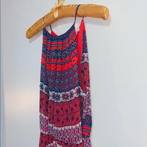 Lush | Vibrant Sleeveless Event Dress | Slash Back Middle Opening  Cinched Waist - Picture 4 of 9